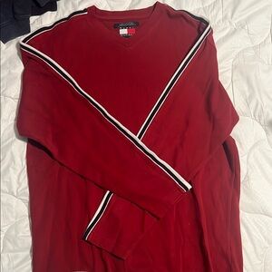 Tommy Hilfiger Men's V-Neck Sweater in Rich Red